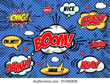 Hand drawn of speech comic bubbles. Comic sound effect.Vector illustration.