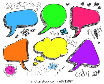 Hand Drawn Speech And Thought Bubble