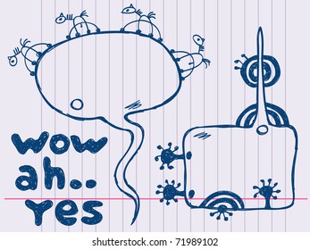 Hand Drawn Speech And Thought Bubble. Visit my portfolio for big collection of doodles