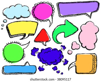 Hand Drawn Speech And Thought Bubbles. Visit my portfolio for big collection of doodles