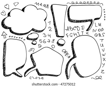 Hand Drawn Speech And Thought Bubbles