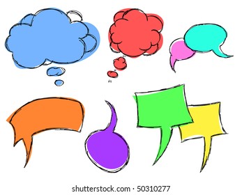 Discurso de mano y burbujas de pensamiento