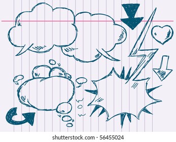 Hand Drawn Speech And Thought Bubbles. Visit my portfolio for big collection of doodles