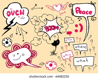 Hand Drawn Speech And Thought Bubbles. Visit my portfolio for big collection of doodles