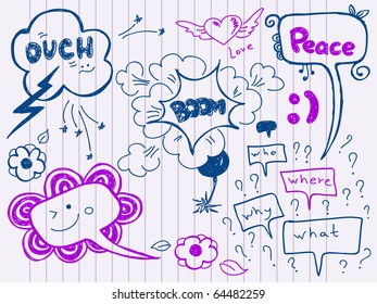 Hand Drawn Speech And Thought Bubbles. Visit my portfolio for big collection of doodles