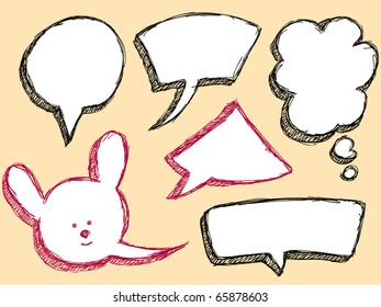 Hand Drawn Speech And Thought Bubbles. Visit my portfolio for big collection of doodles