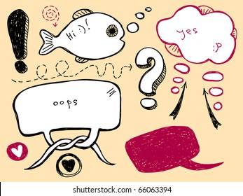 Hand Drawn Speech And Thought Bubbles. Visit my portfolio for big collection of doodles