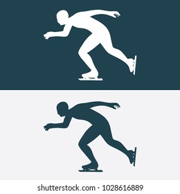 Hand drawn speed ice skater illustration.