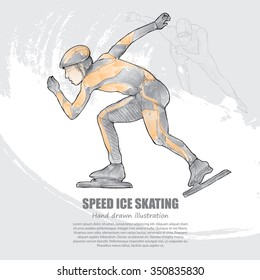 hand drawn of speed ice skating. background design.