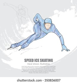 hand drawn of speed ice skating. background design.