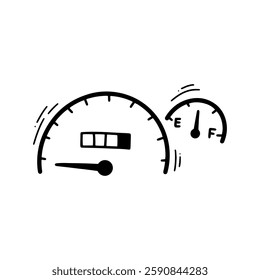 Hand Drawn Speedometer Illustration. Doodle Vector. Isolated on White Background - EPS 10 Vector