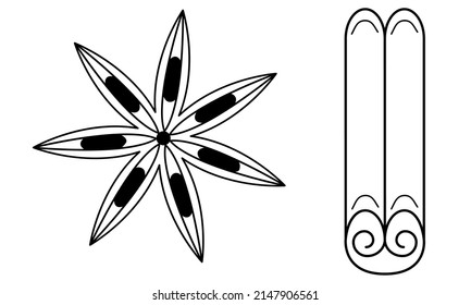 Hand drawn spice cinnamon. Doodle style. Vector