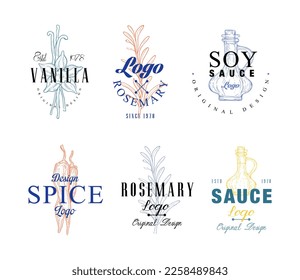 Logotipo de pulsera y acondicionamiento de pulsera o diseño de emblema para conjunto de vectores culinarios