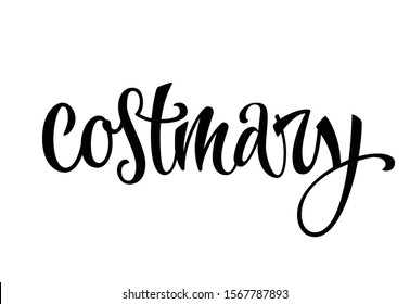 Hand drawn spice label - Costmary. Vector lettering design element. Isolated calligraphy script style word for labels, shop design, cafe decore etc