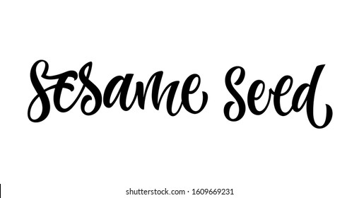 Hand drawn spice label - Sesame seed. Vector lettering design element. Isolated calligraphy script style word for labels, shop design, cafe decore etc