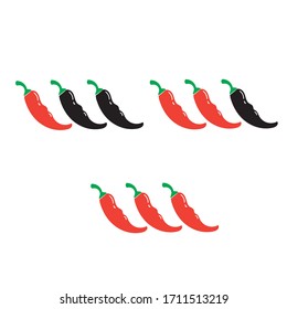 hand drawn Spicy chili pepper level labels. Vector spicy food mild and extra hot sauce, chili pepper red outline icons. doodle style vector