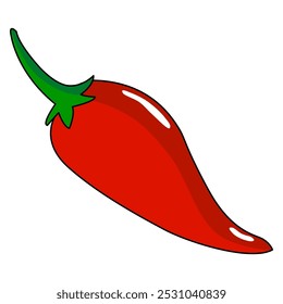 Hand drawn Spicy red chili pepper, illustration on a white background.