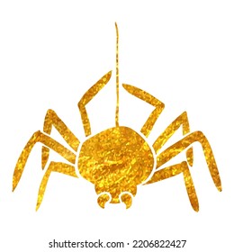 Hand drawn Spider icon in gold foil texture vector illustration