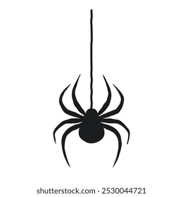 Hand drawn spider icon  isolated on white. Black halloween spider web vector illustration