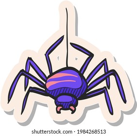 Hand drawn Spider icon in sticker style vector illustration