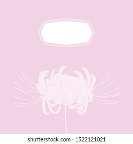 Hand drawn spider lily silhouette on pink background with space for text