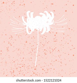 Hand drawn spider lily silhouette on pink background