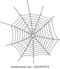 Rede de aranha desenhada à mão. Teia de aranha de linha redonda