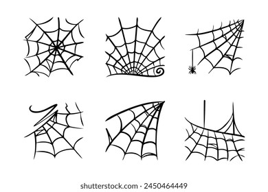 a hand drawn spider web, design element, decor.
