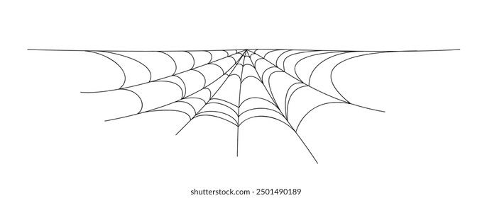 Hand drawn spider web icon set isolated on white. Black halloween cobweb vector illustration