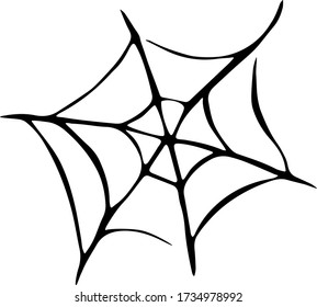 Hand drawn spider web isolated on white background. Vector design element for Halloween
