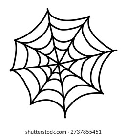 Hand Drawn Spider Web on White Background