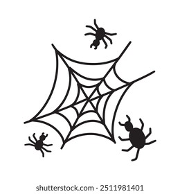 Ilustración de contorno de Web de araña dibujado a mano