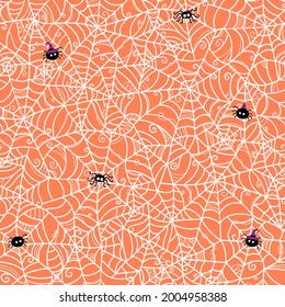 Hand drawn spider web seamless pattern, creepy Halloween background, great for banners, wallpapers, wrapping - vector design