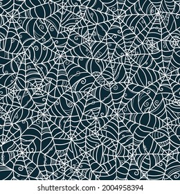 Hand drawn spider web seamless pattern, creepy Halloween background, great for banners, wallpapers, wrapping - vector design