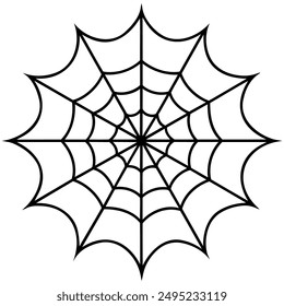 Handgezeichnetes Spinnen-Web-Symbol auf weißem Hintergrund.