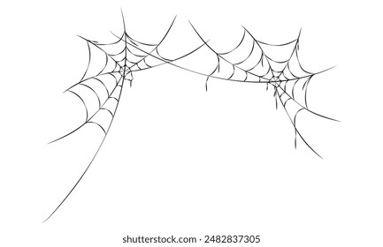 Hand drawn spiders web set on white background.