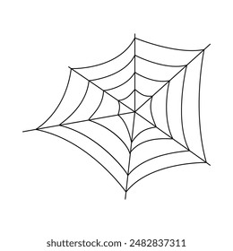 Web de arañas dibujado a mano sobre fondo blanco.