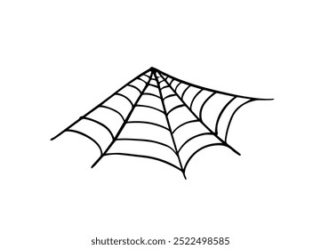 Ilustração desenhada à mão de teia de aranha. Elemento de decoração de Halloween.