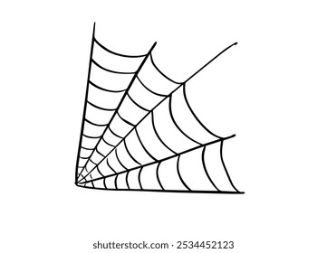 Hand drawn spiderweb illustration. Halloween decoration element.