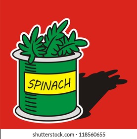 Hand drawn of  spinach on red background
