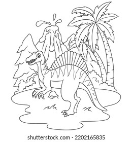 hand drawn of Spinosaurus line art