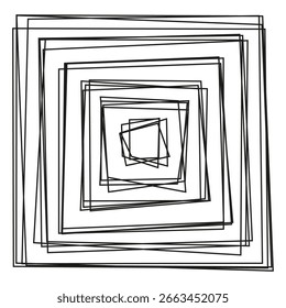 Hand drawn spiral. Abstract square shape. Doodle frame Vector. Sketch line illustration. EPS 10.