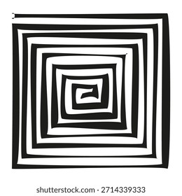 Handgezeichnete Spirale. Konzentrische quadratische Form. Abstrakt rau Vektor. Schwarzes Tintenelement. EPS 10.