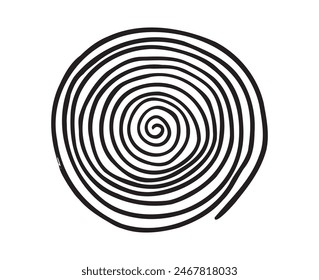 Hand drawn spiral line circle doodle texture. Modern abstract black round shape Hand drawn organic. Vector illustration