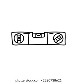 Hand drawn spirit level. Instrument designed to indicate whether a surface is horizontal or vertical. Doodle. Vector.