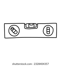 Hand drawn spirit level. Instrument designed to indicate whether a surface is horizontal or vertical. Doodle. Vector.