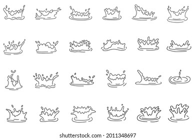 Hand drawn splash doodle style vector illustration. Liquid paint or water explosion with drops. Vector illustration