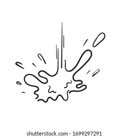 Hand Drawn Splash, Liquid Paint Or Water Explosion With Drops. Doodle Style