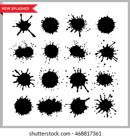 Hand drawn splashes.Paint splatters.Vector illustration.