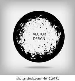 Hand drawn splatter circle shape. Label, logo design element. Abstract wave. Vector illustration.